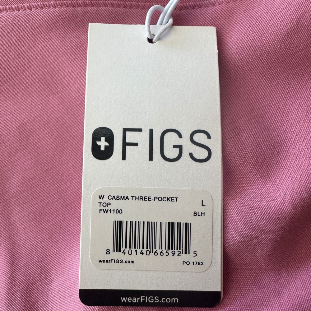 FIGS Women's Large Casma Three-Pocket Scrub Top Blush Pink FW1100 V-Neck NEW - Picture 6 of 10